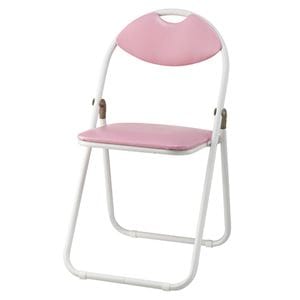 (まとめ) 折りたたみカラーパイプチェア ピンク CO0008 1脚 (×2セット)