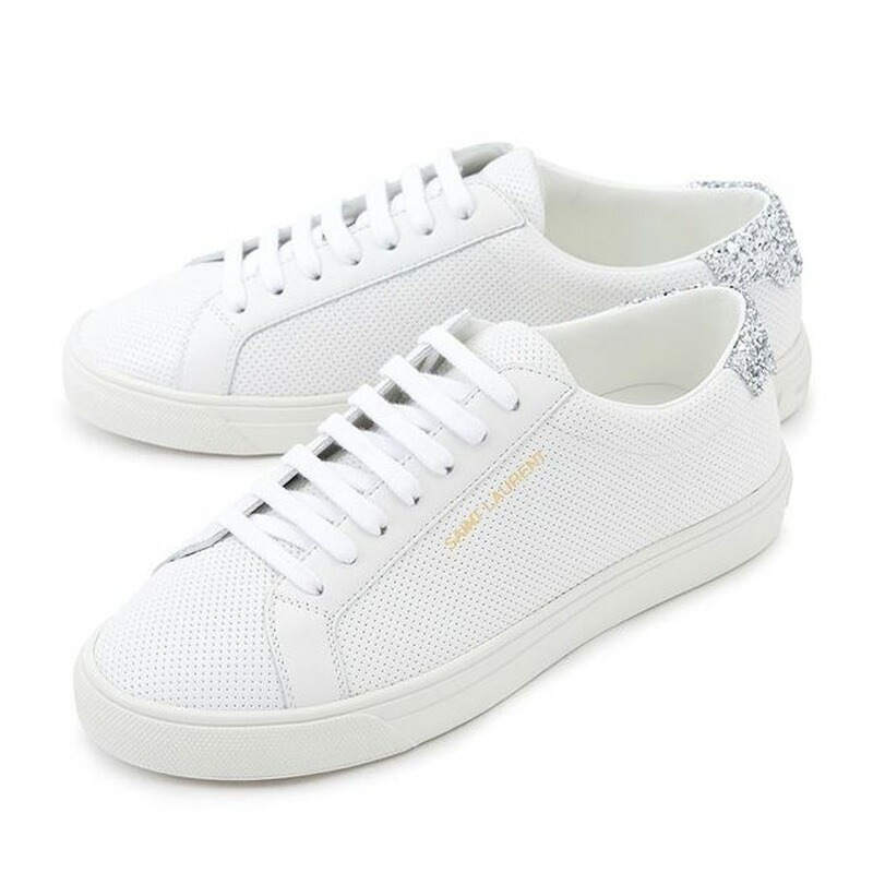 【訳あり】 SAINT LAURENT PARIS 【ANDY / アンディ】 レディース レザー ローカット スニーカー オプティックホワイト / シルバー 590014 0ZT60 9285