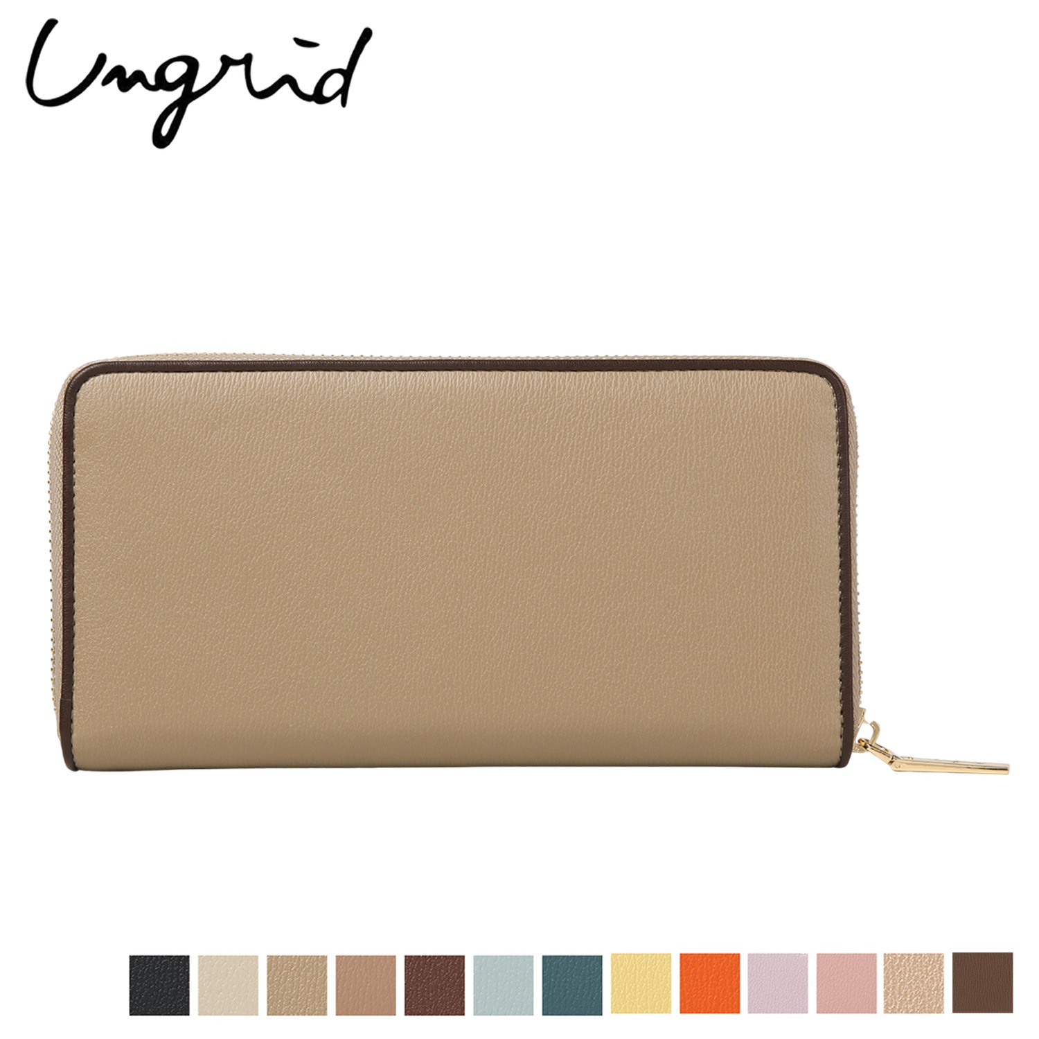 財布 長財布 マイクロファイバー パイピング レディース ラウンドファスナー 52590W