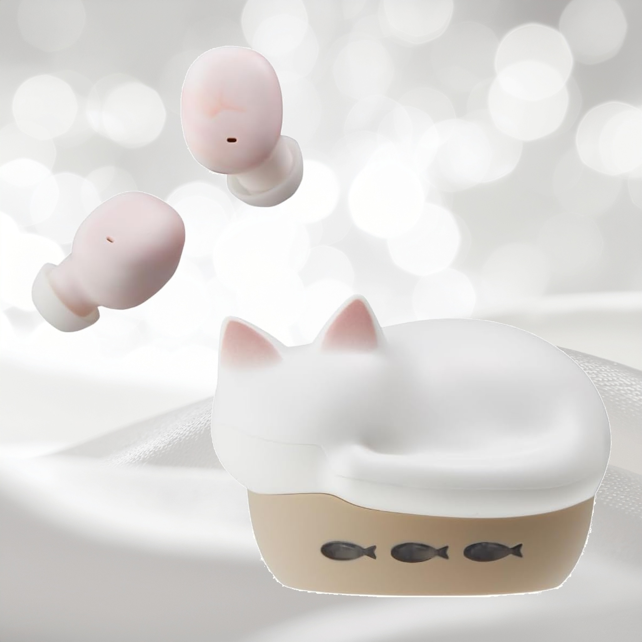 ラディウス radius HP-C28BT 完全ワイヤレスイヤホン : NEKO true wireless earphones Bluetooth対応 フルワイヤレス 左右分離型 AAC 軽量 猫