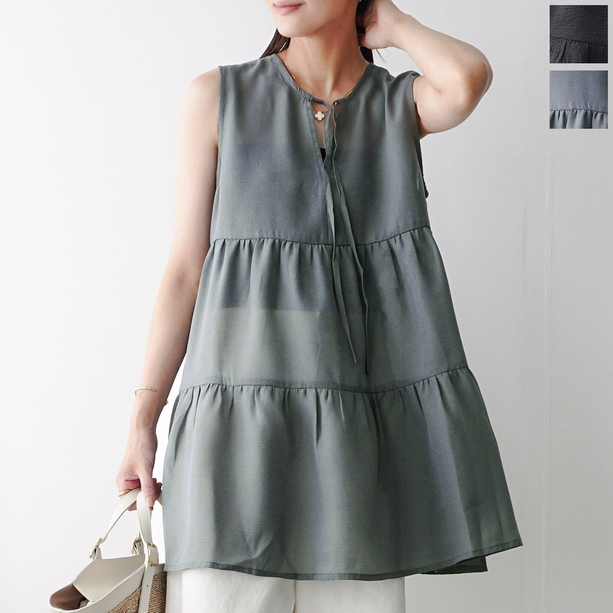 TORRAZZO DONNA トラッゾドンナ チュニック 2way tiered tunic 6251-327 レディース ワンピース ティアード ノースリーブ カラー2色