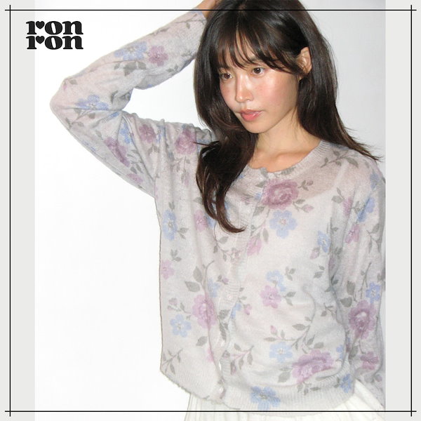 【RONRON】 VINTAGE FLORAL CARDIGAN GREY 正規品
