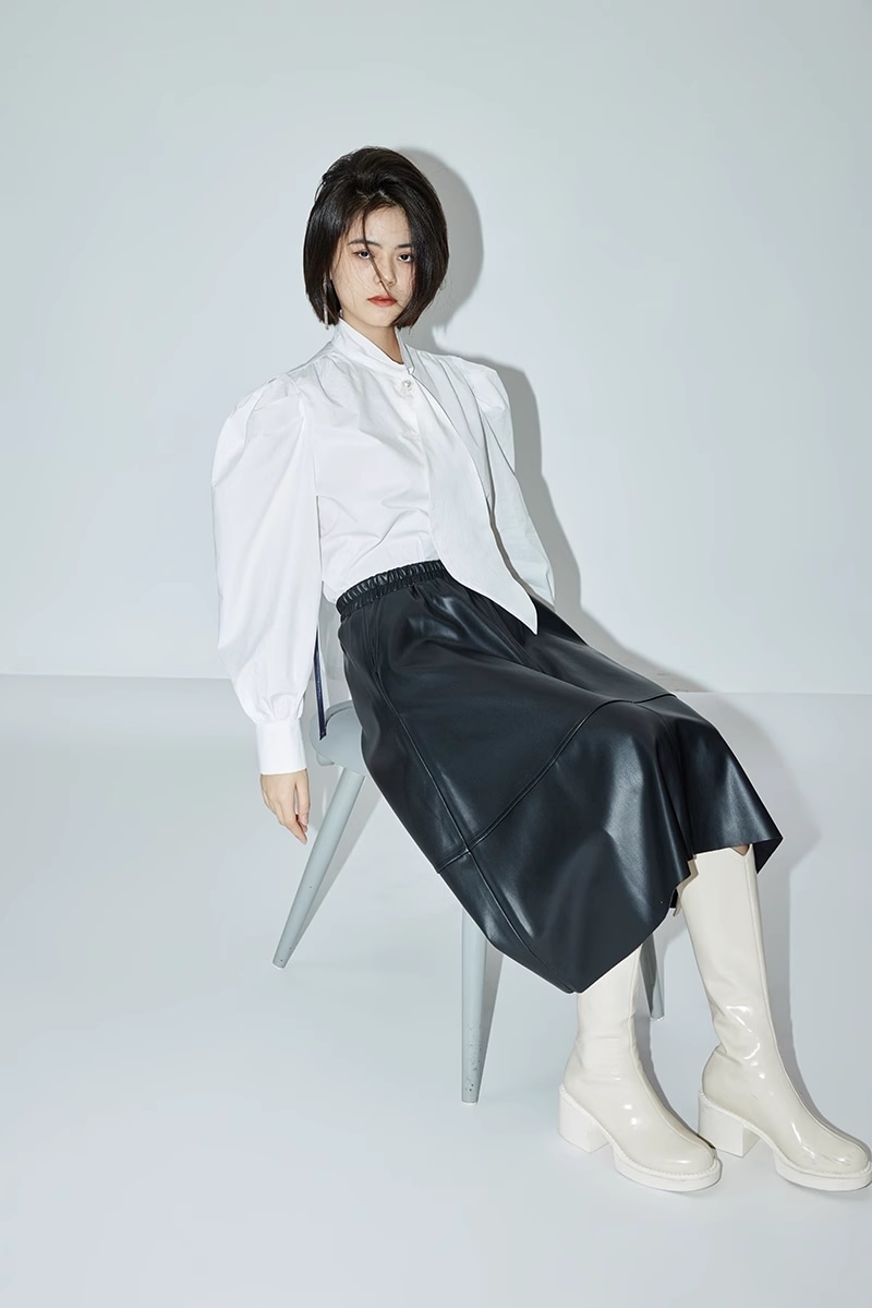 スマート リボン シャツ ホワイト コットン 通勤 シック トップス 個性的 トップス シャツ 白トップス 袖あり 長袖 襟付き 大人可愛い きれいめ シンプル カジュアル 大人 上品 おしゃれ