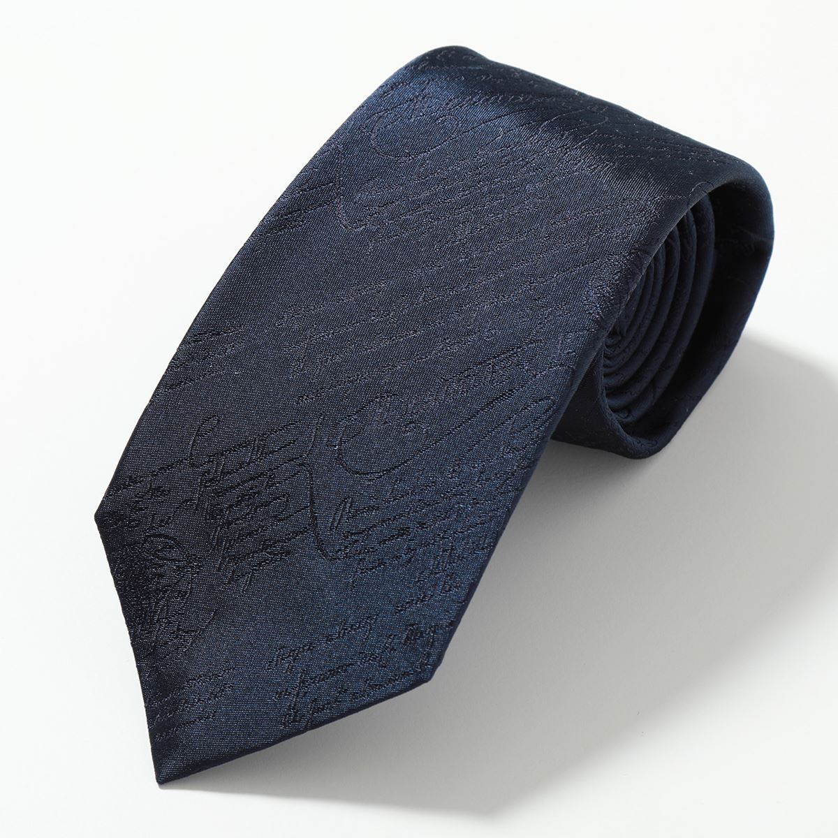 Berluti ベルルッティ ネクタイ T17TJ01-003 メンズ シルク ジャガード スクリットタイ ロゴ 690/MIDNIGHT-BLUE