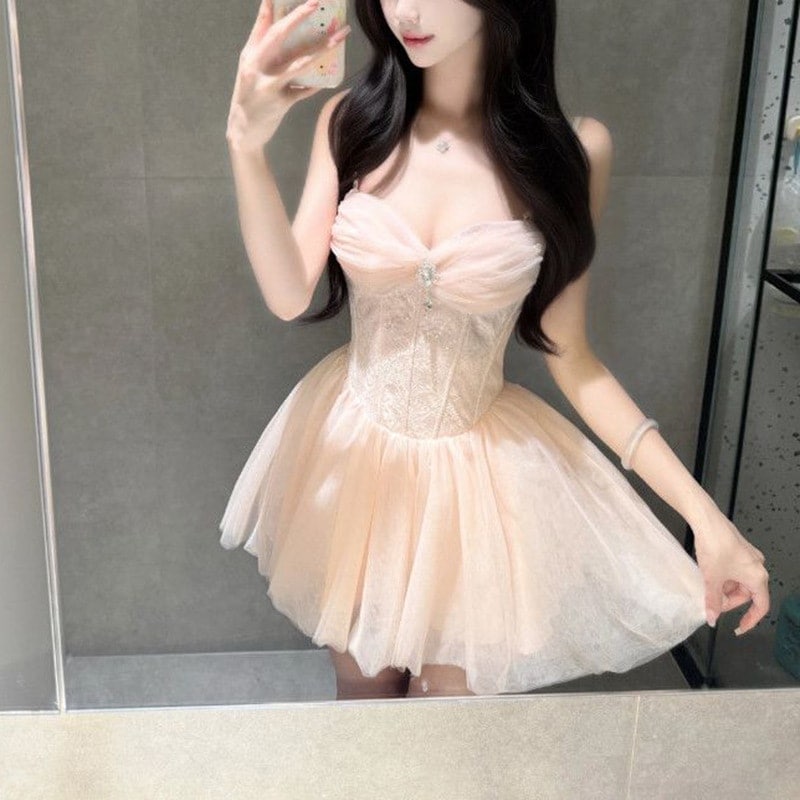 3日出荷 ワンピース夏 チュール キャミソール デート シルエット美しい ショート丈 春服 レディース
