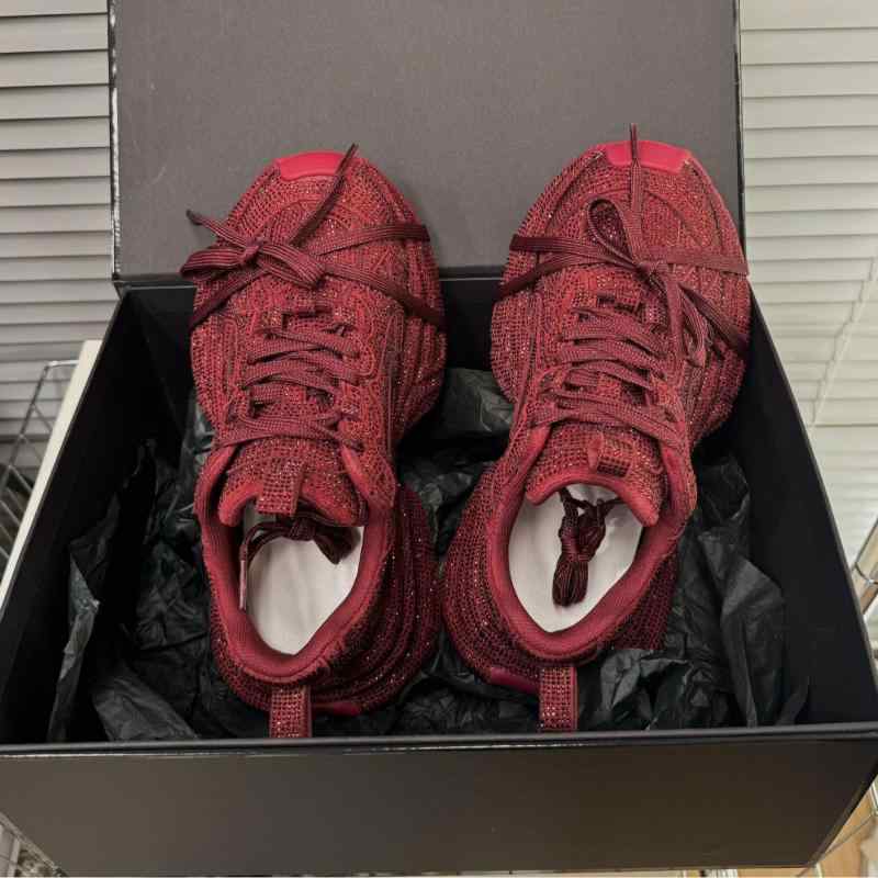 スニーカー レディース シューズ ラインストーン 厚底 スポーツ レジャー カジュアル ファッション 秋 レッド