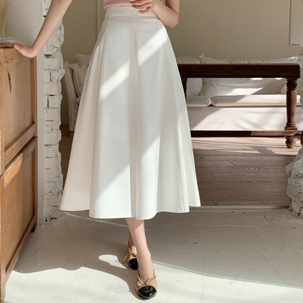 コットンスリットロングフレアスカート sk6381