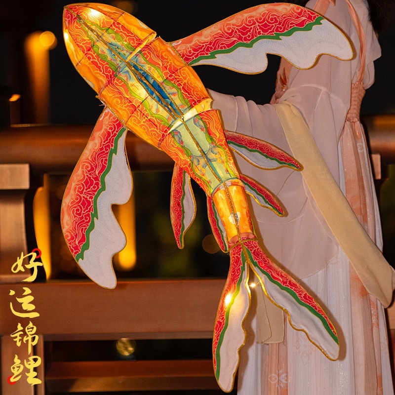 【急速出荷】中秋節提灯錦鯉金魚提灯木製手作り材料包み手に舞魚発光花灯