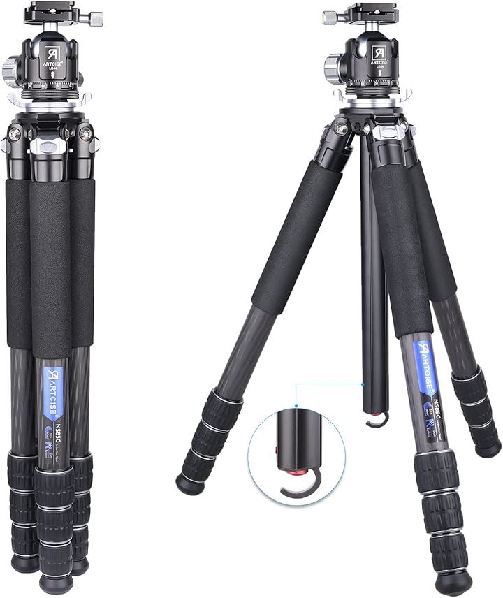 カーボン三脚 全高1770mm 32mmパイプ径 四段ナットロック式10層カーボンファイバー材質 最大耐荷重15キロ 軽量 一脚伸縮可変式 プロカメラ三脚三脚バッグ 付き( NS85C)