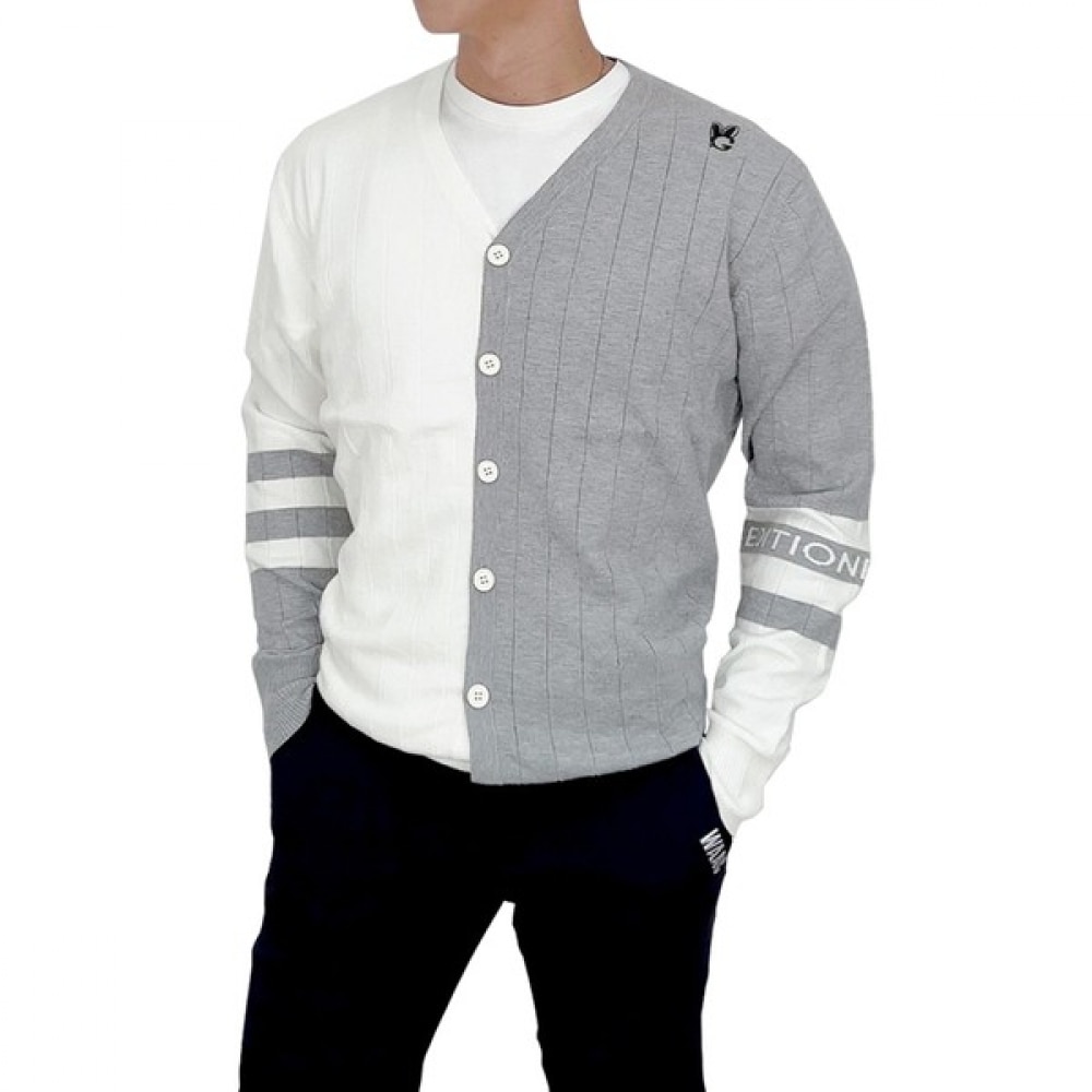 (ラックスゴルフ) ラックスゴルフグリーンクイーンメンズ Vネック配色ニットカーディガン GQ3A703