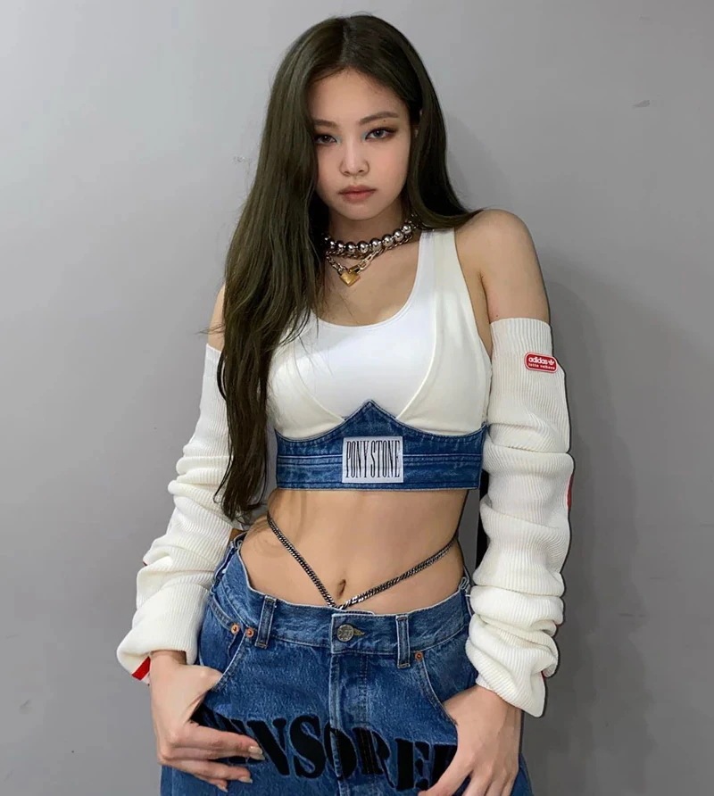 オフショルダーショートトップストリートジャズダンス衣装のジェニー