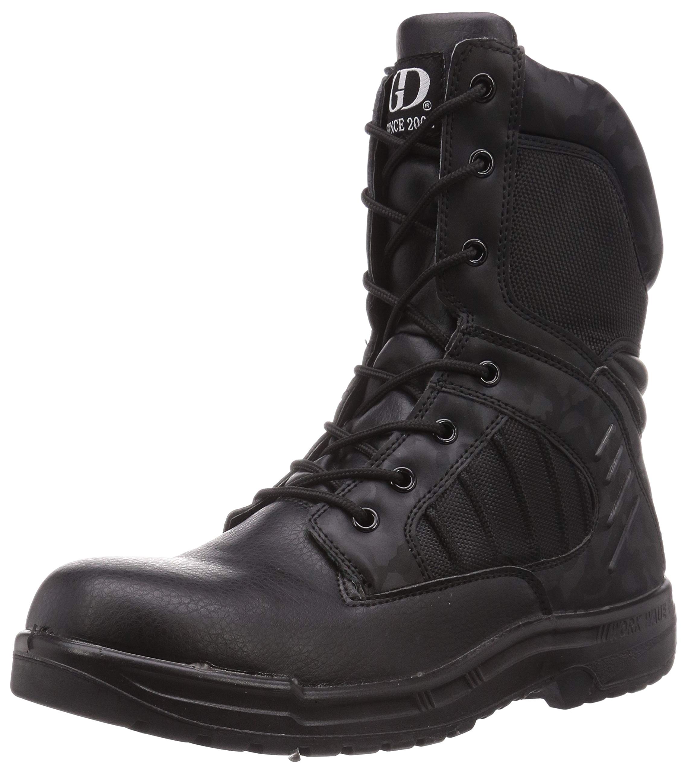 [ジーデージャパン] 安全靴・作業靴 新製法のウレタン+ゴム2層底 JSAA[A種] 認定 黒迷彩仕様 サイドファスナー付き