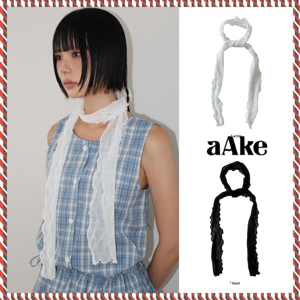 【AAKE】 DOT MESH SCARF (white / black)