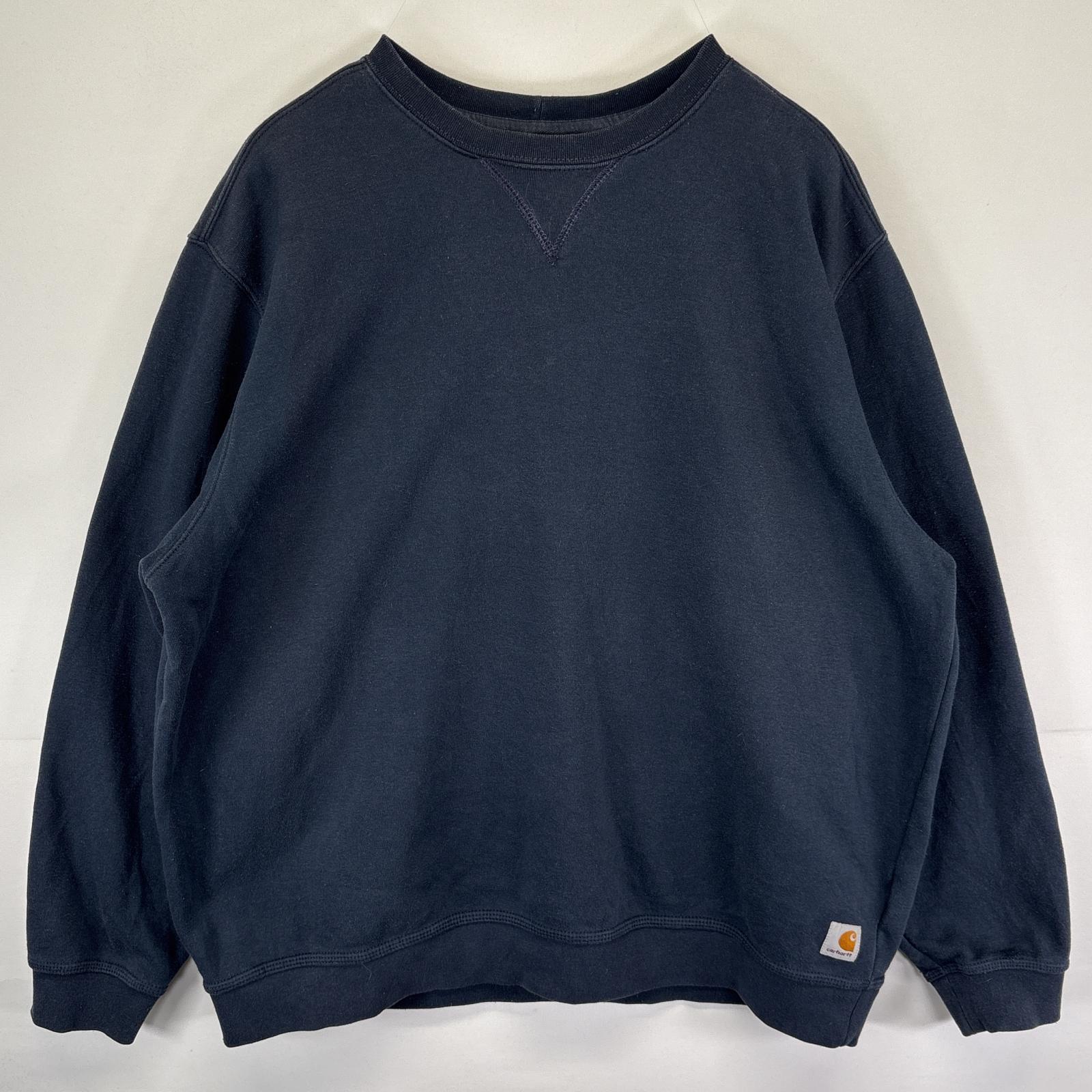 古着 スウェット トレーナー 大きいサイズ 前V ワンポイントロゴ クルーネック 2XL ネイビー メンズ