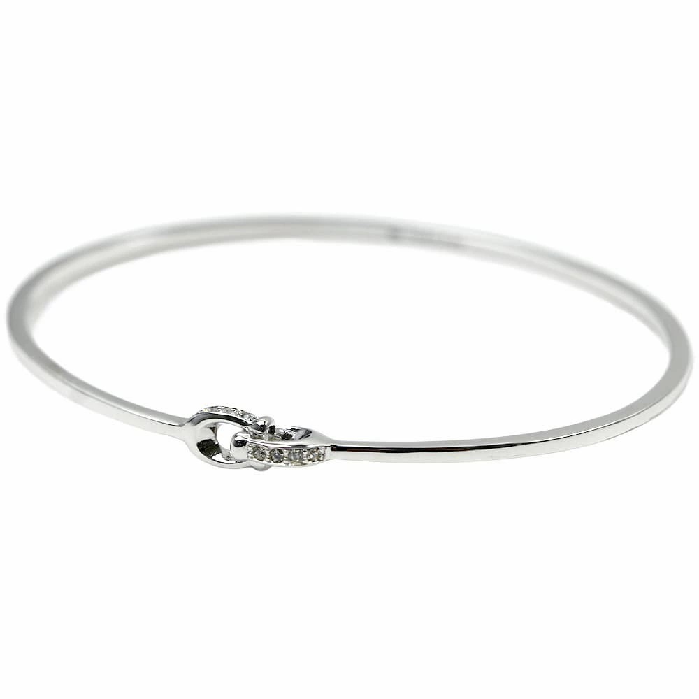 コーチ アクセサリー バングル ブレスレット シルバー カラー COACH INTRLCK PAVE C BANGLE RHODIUM BANGLE WOMENS BRACELET CZ 37440