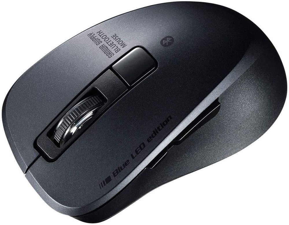（まとめ買い）静音Bluetooth 5.0 ブルーLEDマウス 5ボタン 2400dpi（3段階切替） 小型 ブラック MA-BTBL155BK [x3]