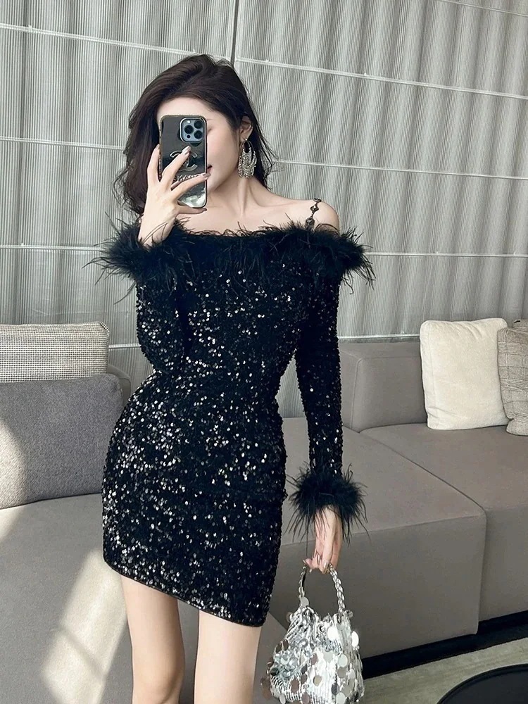 キャバ ドレス 結婚式 二次会 お呼ばれ 披露宴 春 ベアワンピ パーティー 成人式 ショート 一字ネック ウェディング 大人 キラキラ 卒業式 同窓会 着痩せ