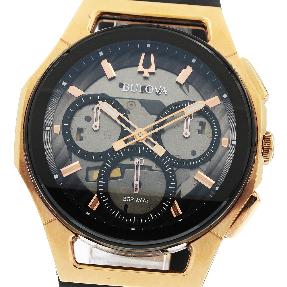 ブローバ BULOVA 98A185 カーブ クロノグラフ クォーツ メンズ 良品 箱付き_954263【中古】