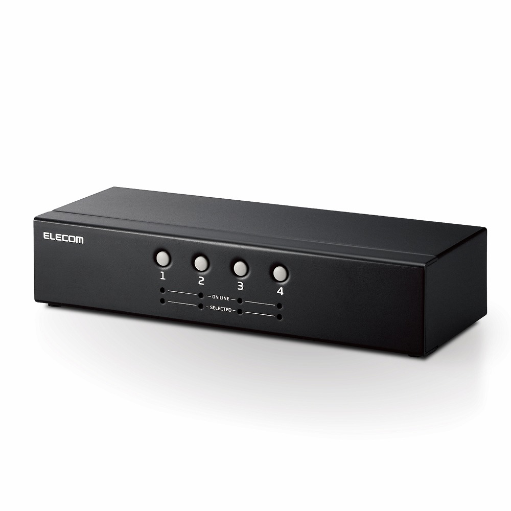 エレコム KVMスイッチ パソコン4台 切替器 バスパワー駆動 ディスプレイエミュレーション機能 KVMNVXSN4