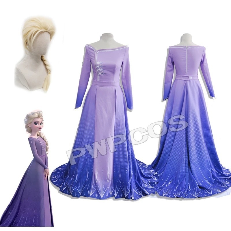 アナと雪の女王2 Elsa エルサ　ウィッグ付き コスプレ衣装 クリスマス セット パーティー 宴会 文化祭 変装 衣装＋ウィッグ