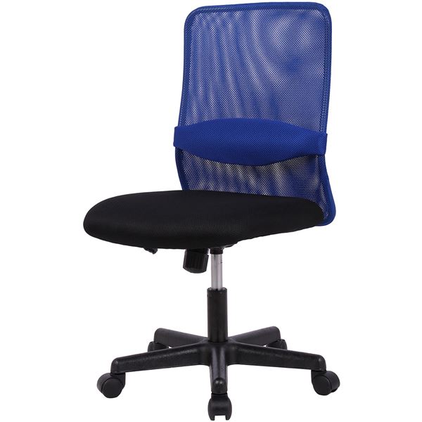 オフィスチェア ランバーメッシュチェア 肘無 BL ブルー 組立品