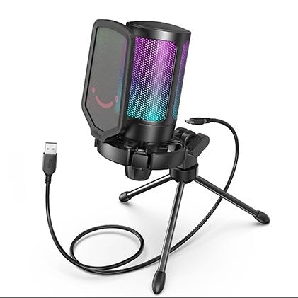 FIFINE A6V コンデンサーマイク RGB カーディオイド指向性 USB-CUSB-Aケーブル付き ワンタッチミュート PC/PS4/PS5に対応 AmpliRocket