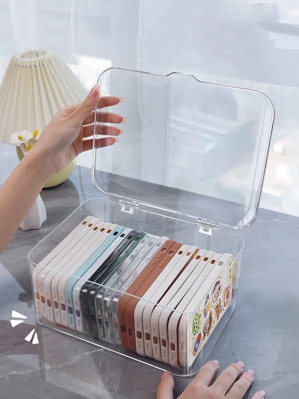 小さなデスクトップ用の透明な収納ボックス,コンテナ付きのオーガナイザー,雑貨用の実用的なバスケット,化粧品