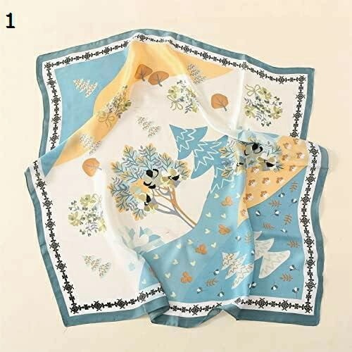【20%OFFクーポン～】ツリープリントショール春秋女性女性ラップヘッドカチスクエアスカーフで多用途 スカーフ (Color : Blue Size : 70x70cm)