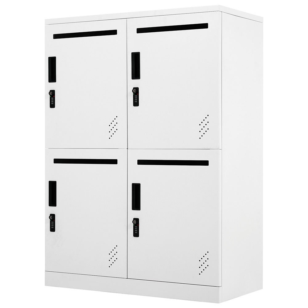 パーソナルロッカー 4人用 2段 スチール製 キャビネット 収納棚 スリム 収納 オフィス 事務所 会社 店舗 病院 学校 更衣室 寝室 業務用 簡単組立 頑丈 ホワイト