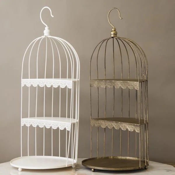 ディスプレイラック コレクショントレー ラック トレイ 収納 棚 3段 アンティーク調 バードケージ風 鳥カゴ風 鳥籠デザイン 鳥かごみたいな 鳥篭調 ヨーロピアン