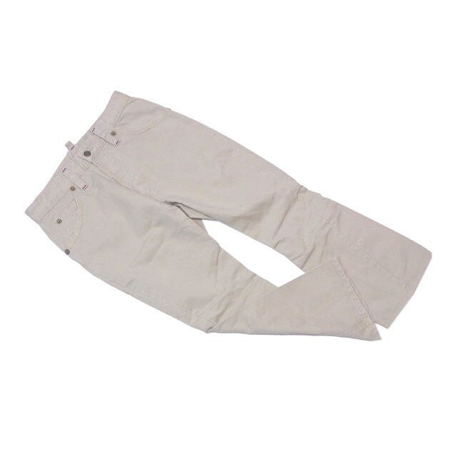 パンツ クロップド丈 ダメージ加工 38サイズ ベージュ系 中古