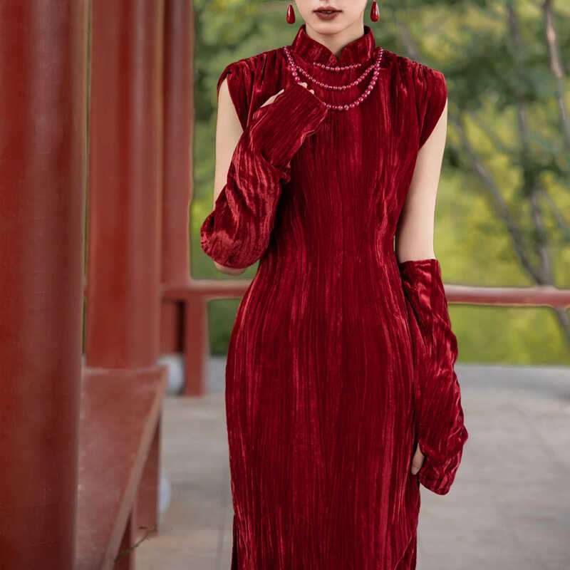 花嫁のドレッシングガウン婚約ドレス赤い乾杯スーツ新しい風の改良されたチャイナドレス朝の写真撮影毎日着用可能