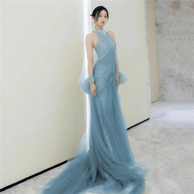 ブルー トレーン 二次会ドレス フォーマルドレス　春 夏 秋 冬 パーティドレス 二次会 2次会 レース 成人式 同窓会 謝恩会 大学生 服装 入学式 卒業式 かわいい 20代 30代　ワンピース 19,616円