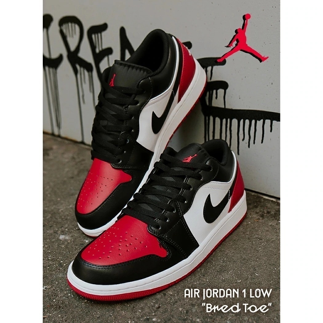 NIKE AIR JORDAN 1 LOW "Bred Toe" ナイキ エア ジョーダン ロー スニーカー ( ブレッド シカゴ Chicago 赤 レッド 黒 ブラック メンズ 553558-16