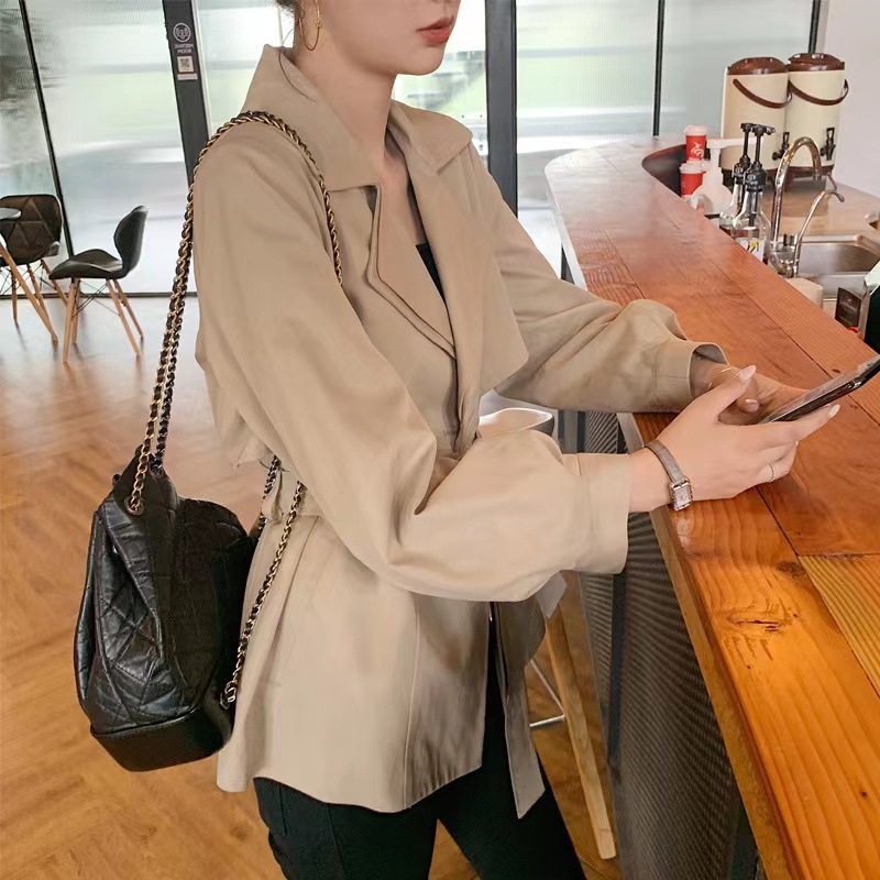 トレンチコート レディース ショート コート ベージュ ジャケット スプリングコート ライトアウター 春服 春物 韓国風 アウター 30代 40代 50代 ファッション