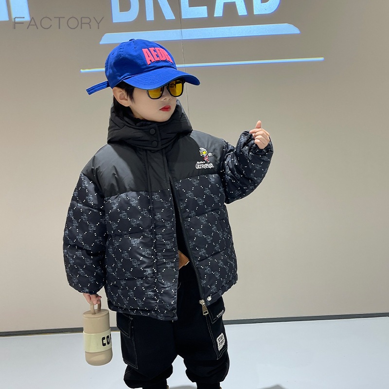 ウルトラマンボーイ冬のダウン綿入れ冬の新作子供用キャップ厚手コート赤ちゃん用保温綿入れ