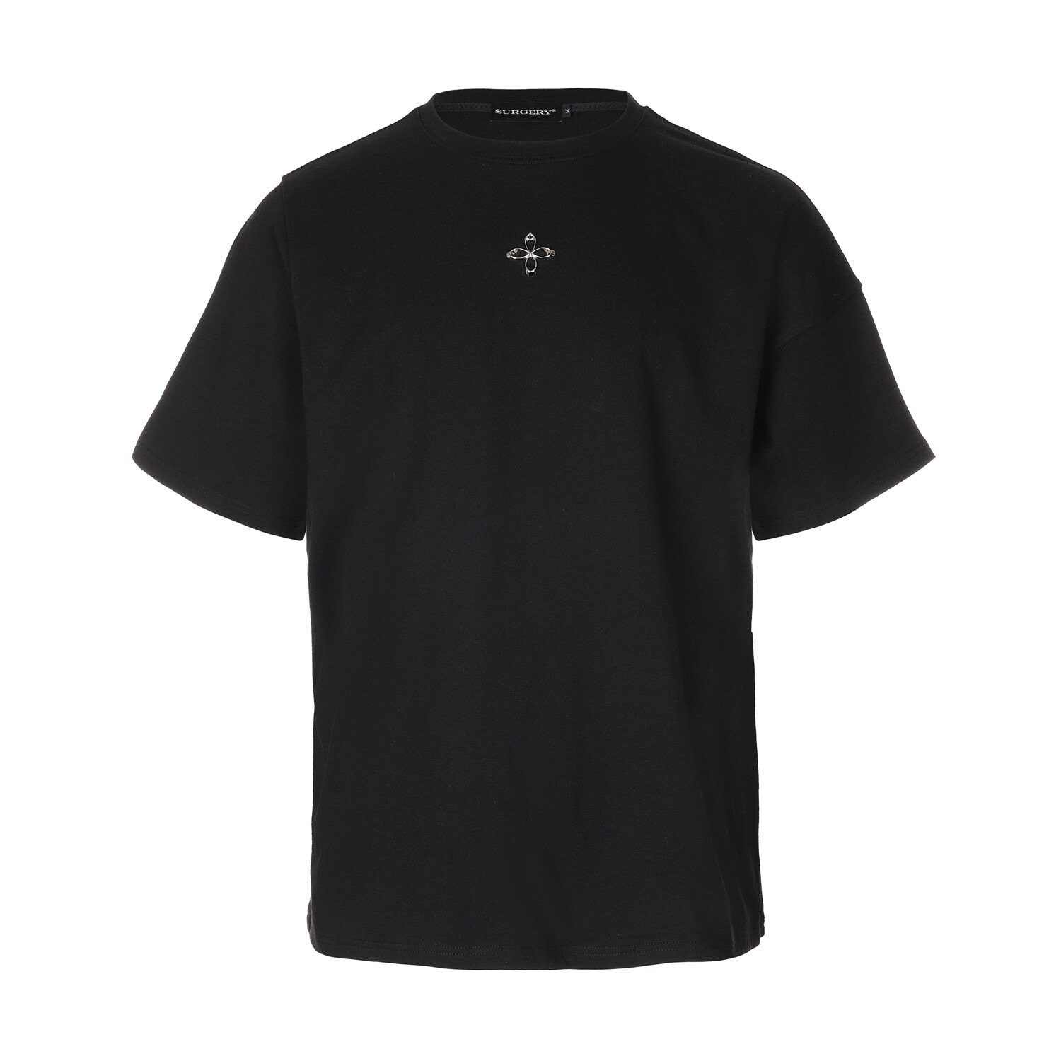 【SURGERY】 SURGERY UNBALANCE METAL CLOVER LOGO T-SHIRTS : BLACK