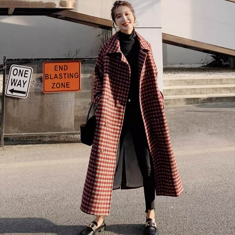 アウター コート レディース チェックコート ロングコート ロング 長袖 Vネック 襟付き フェミニン 前開き ツイード ベルト付き かわいい 大人可愛い カジュアル おしゃれ かっこいい ラブリー 10,354円