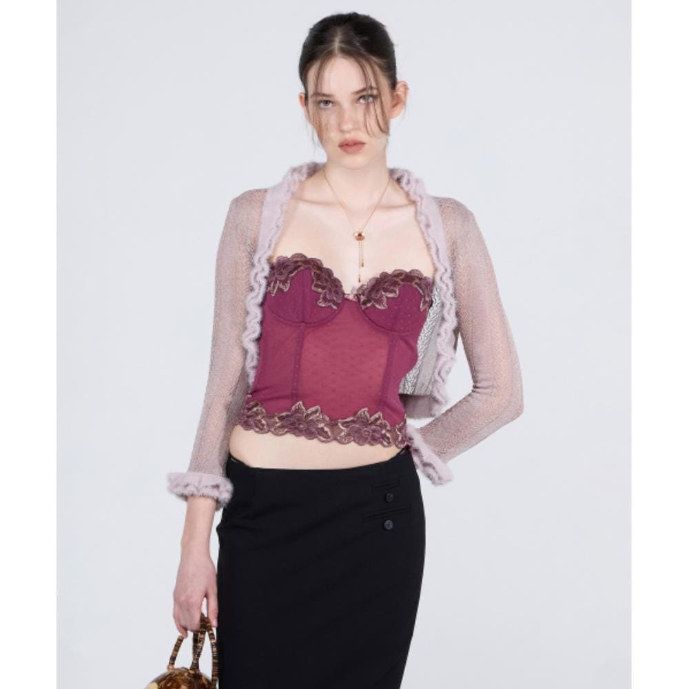 スカルプター Fur Trimming Glitter Shrug Lavender SC24A212PU