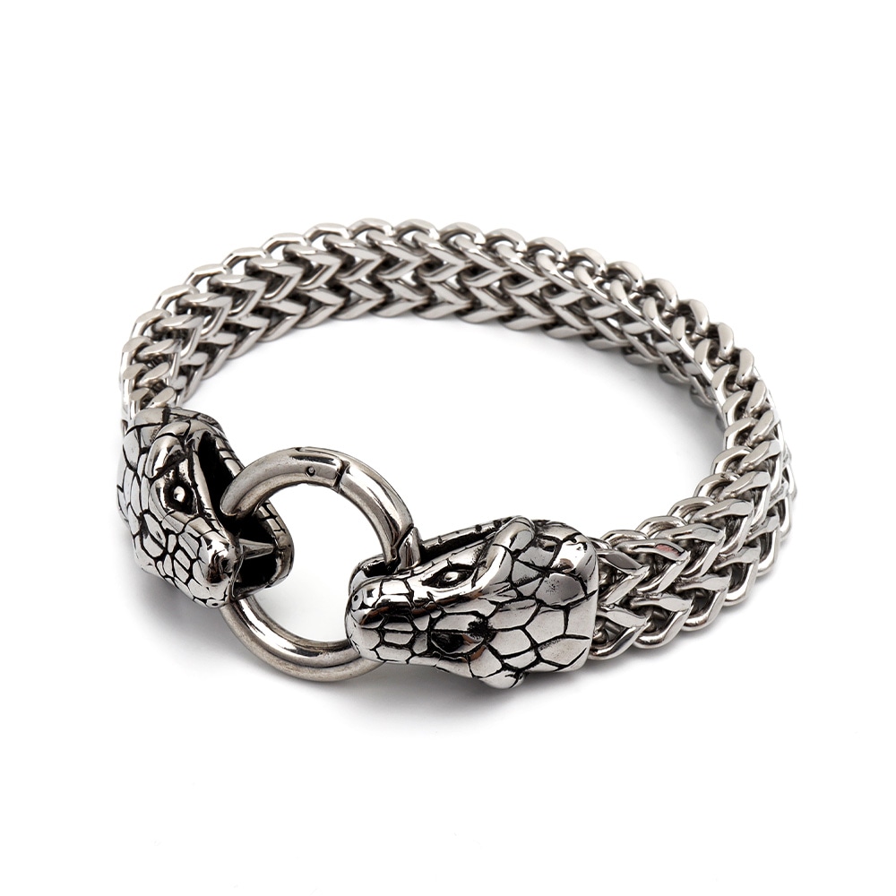 ステンレス 双頭スネークブレスレット [b540]