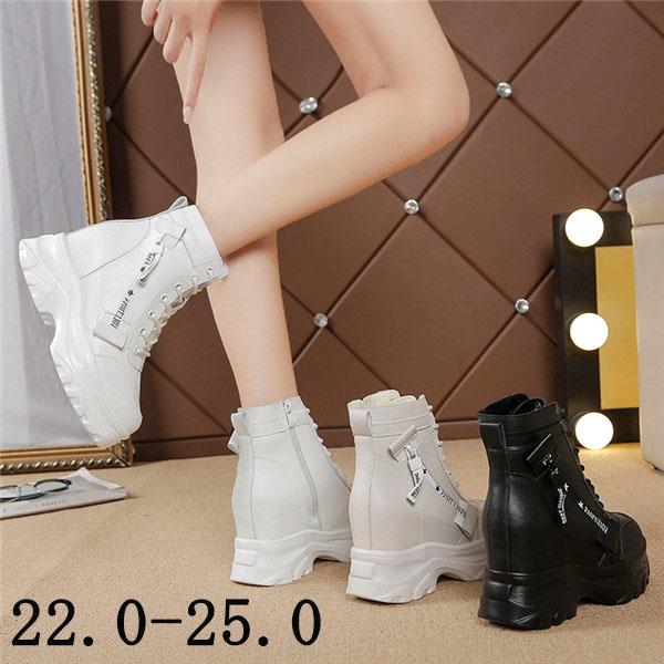 厚底 スニーカー ハイカットスニーカー ボリュームスニーカー シューズ 美脚 脚長 ボーイッシュ メンズライク ショートブーツ ヒール6cm レディース 編み上げブーツ 黒 ショート レースアップブー