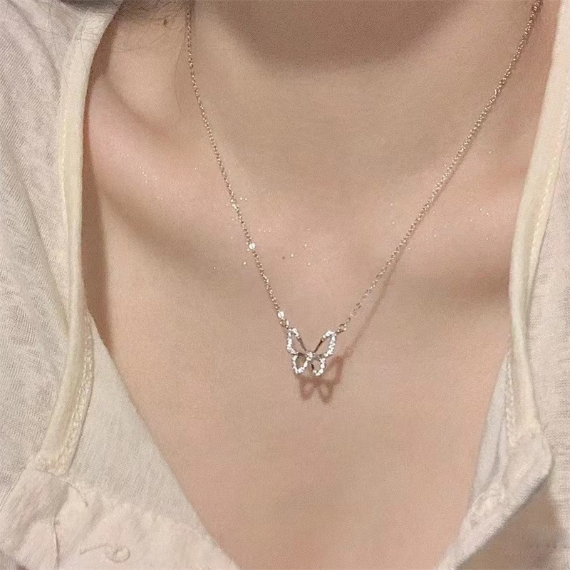 【裕福になる】美しい首元ネックレスシルバーネックレス新作 韓国ファッション 新デザイン蝶ネックレス 5,189円