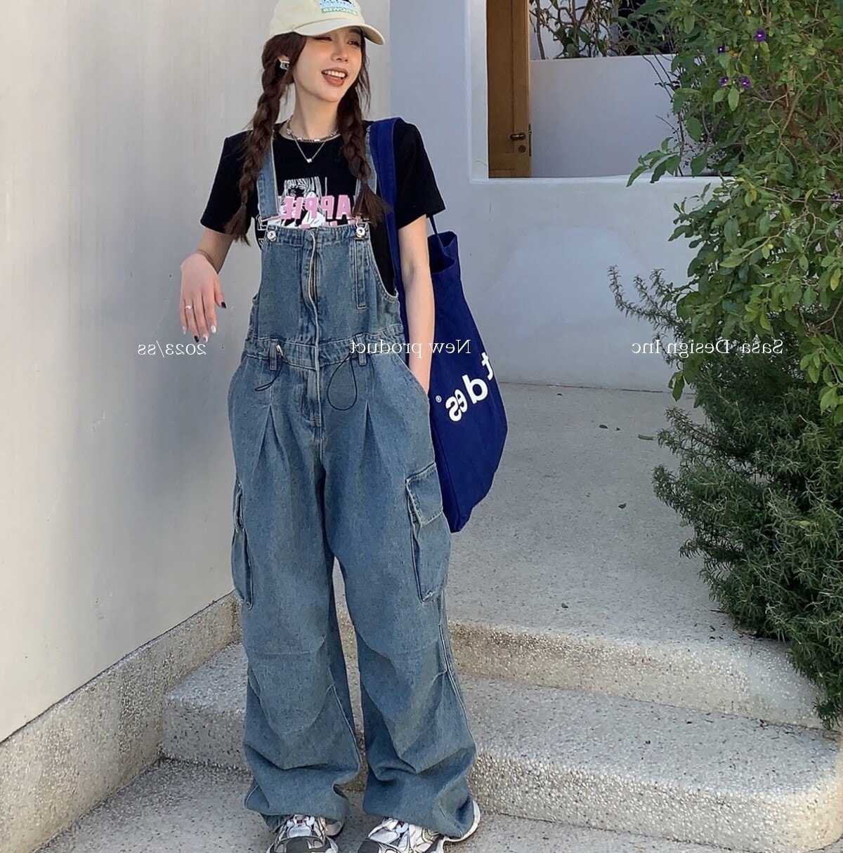 デニム オールインワン サスペンダー サロペット パンツ ブルーデニム オーバーオール ポケットあり つなぎ 夏 春 秋 冬 オールシーズン 学生 カジュアル お散歩 楽チン ボーイッシュ レディース