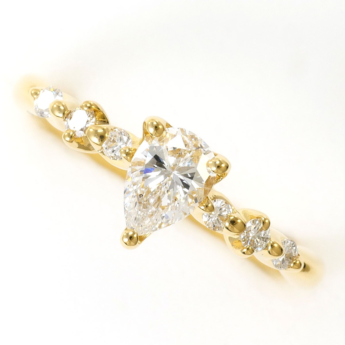K18 18金 YG イエローゴールド リング・指輪 9号 ダイヤモンド 0.11 ct ダイヤモンド 0.473 ct SI2 鑑定書 総重量約2.5g ジュエリー 中古