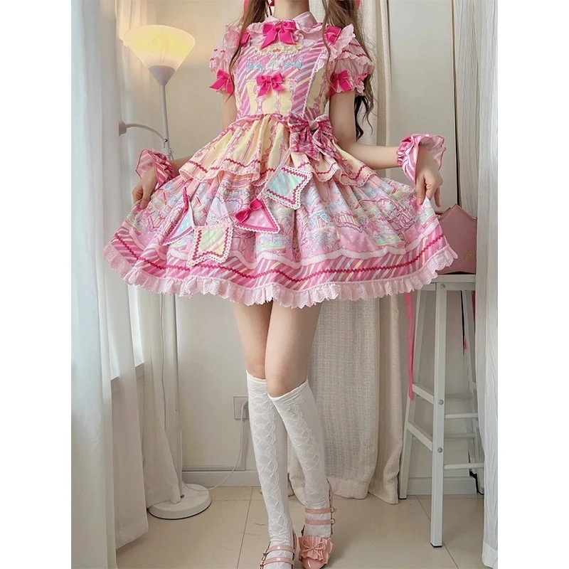 スイートキャンディ遊園地jskスイートロリータサスペンダースカートドレススーツソフトガールドレス 7,862円