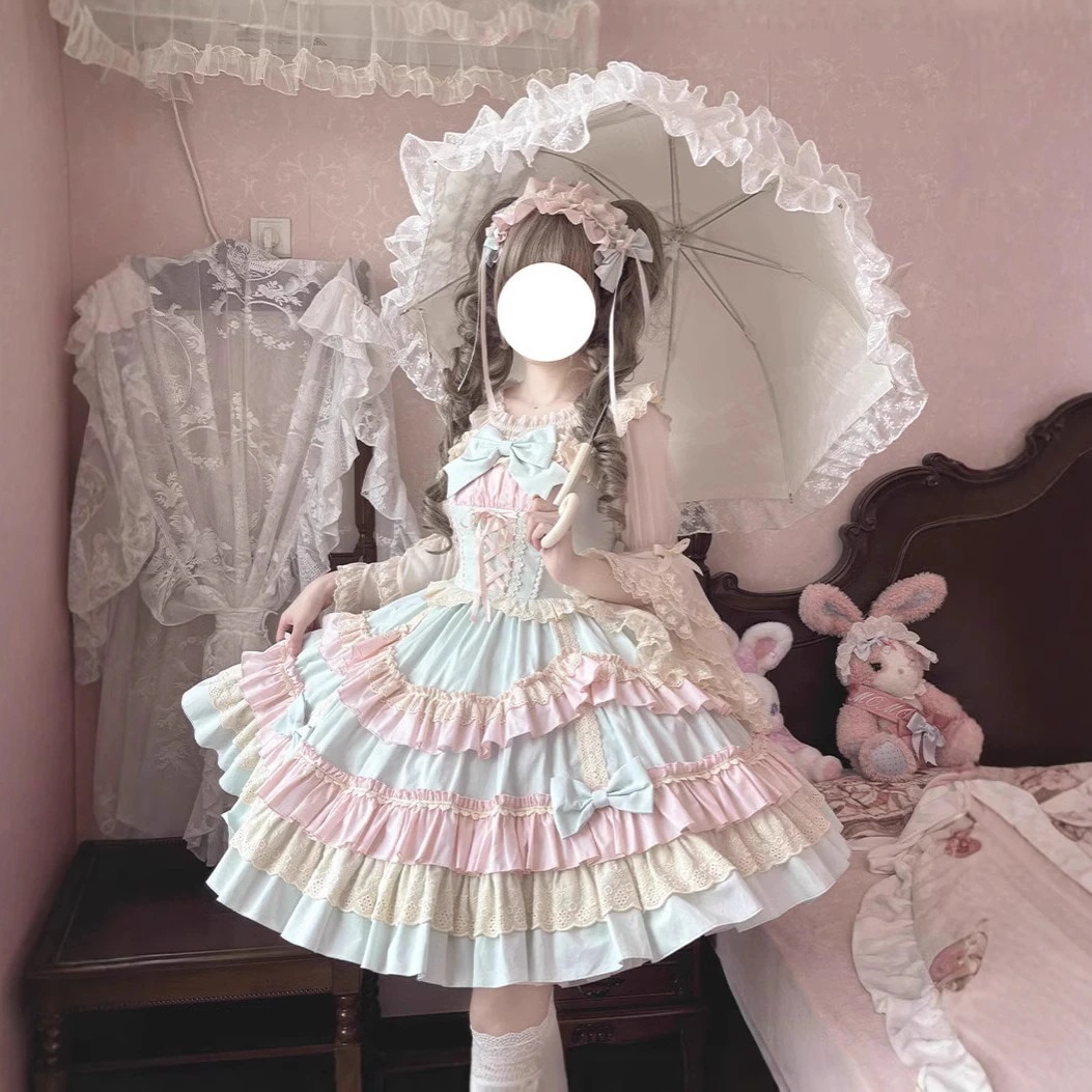 ロリータ オリジナル 甘い カラーコンビネーション フレッシュ感 JSK