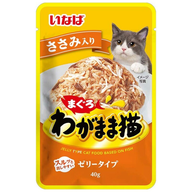 （まとめ買い）わがまま猫まぐろパウチ ささみ入り 40g TCR-23 猫用フード [x48]