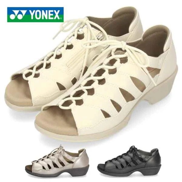 ヨネックス パワークッション レディース サンダル YONEX SDL14 幅広 3.5E ブラック グレー ホワイト ウォーキング 軽量 女性用 靴
