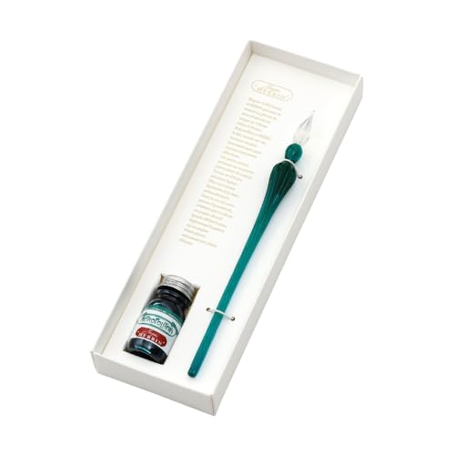 【フランスの伝統的ブランド】エルバン ガラスペン 【ハンドクラフト】 つむぎ エメラルド & ミニインク パリカラーズ パリ・メトロ (10ml) セット HERBIN hb21437setP