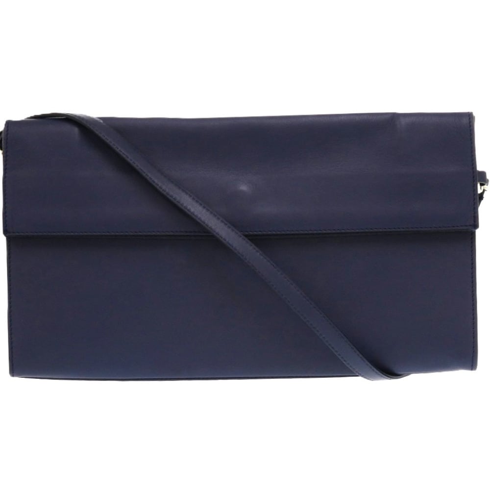 美品 4ステッチ 2way ショルダー クラッチバッグ レザー/ベラペレ ネイビー 1720【中古】 レディース